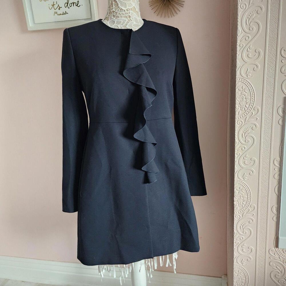 Lknw Navy Zara Basic Long Blazer Jacket Lined Ruf… - image 1